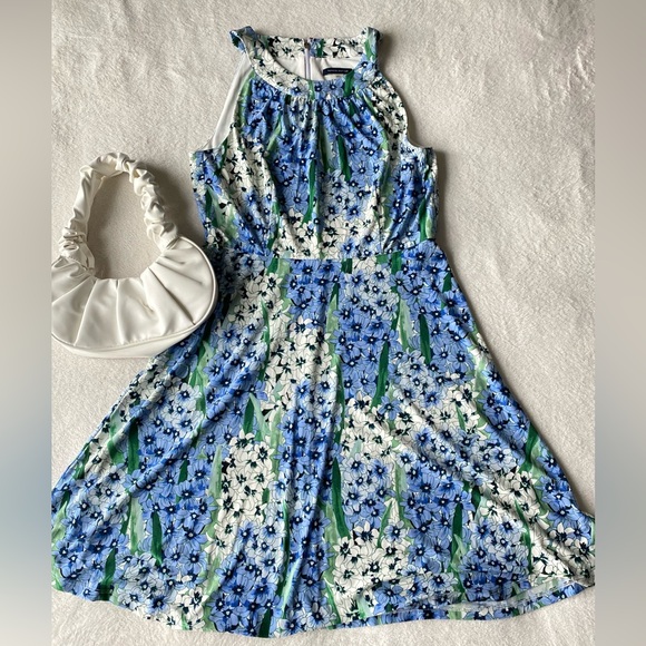 Tommy Hilfiger Halter Neck floral Midi Dress sz 10 blue green - Picture 7 of 14